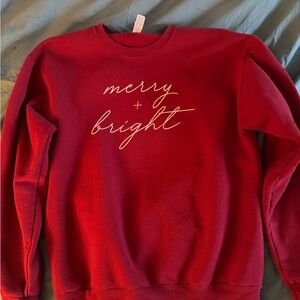 Red 'Merry + Bright' Sweatshirt